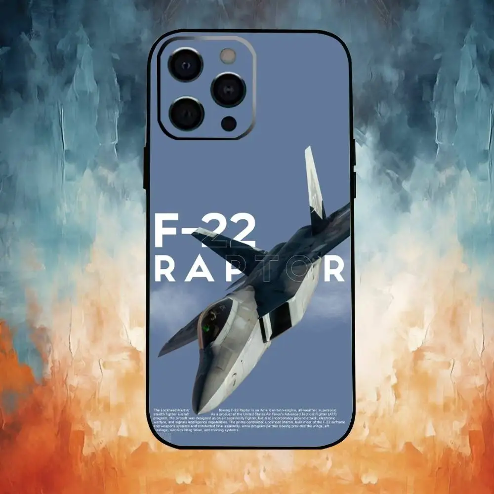 Custodia per telefono Fighter Plane Poster F-22 raptor per iPhone17,16,15,14,13,12,11 Plus,Pro Max Cover morbida nera