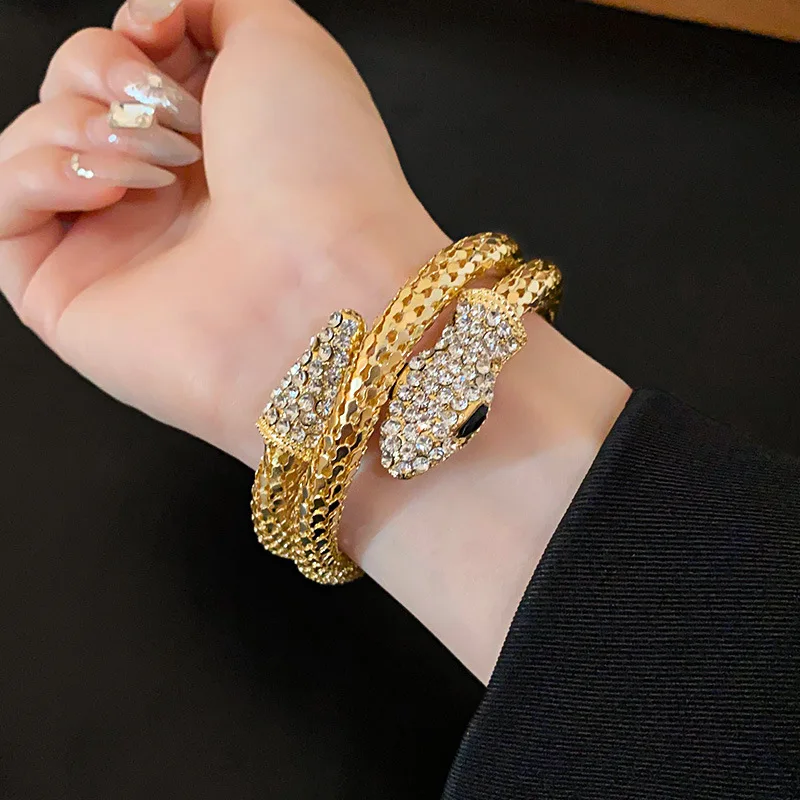 Women French Style Snake Inlaid Diamond Magnetic Clavicle Chain Niche Minimalist Necklace Advanced Sense Fashion Accessories