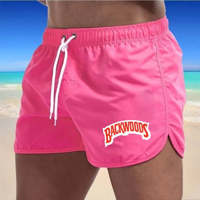 Men's Shorts Drawstring Pocket Men's Beach Trunks Fashion Gym Pants Swimming Summer 2024 Ventilate Homme Swim Surf Elastic Waist