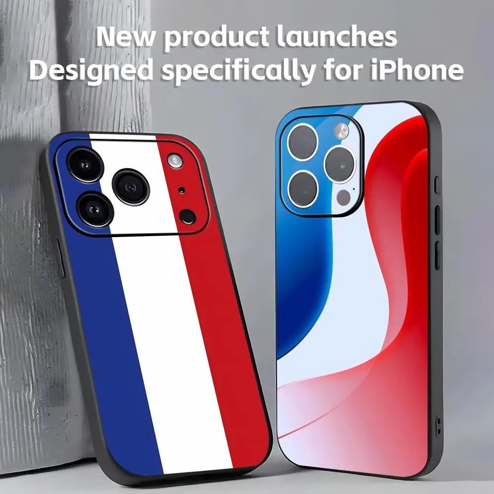 Чехол для телефона с французским национальным флагом, мягкий черный противоударный чехол для iPhone 17, 16, 16e, 15, 14, 13, 12 Plus Mini Pro Max