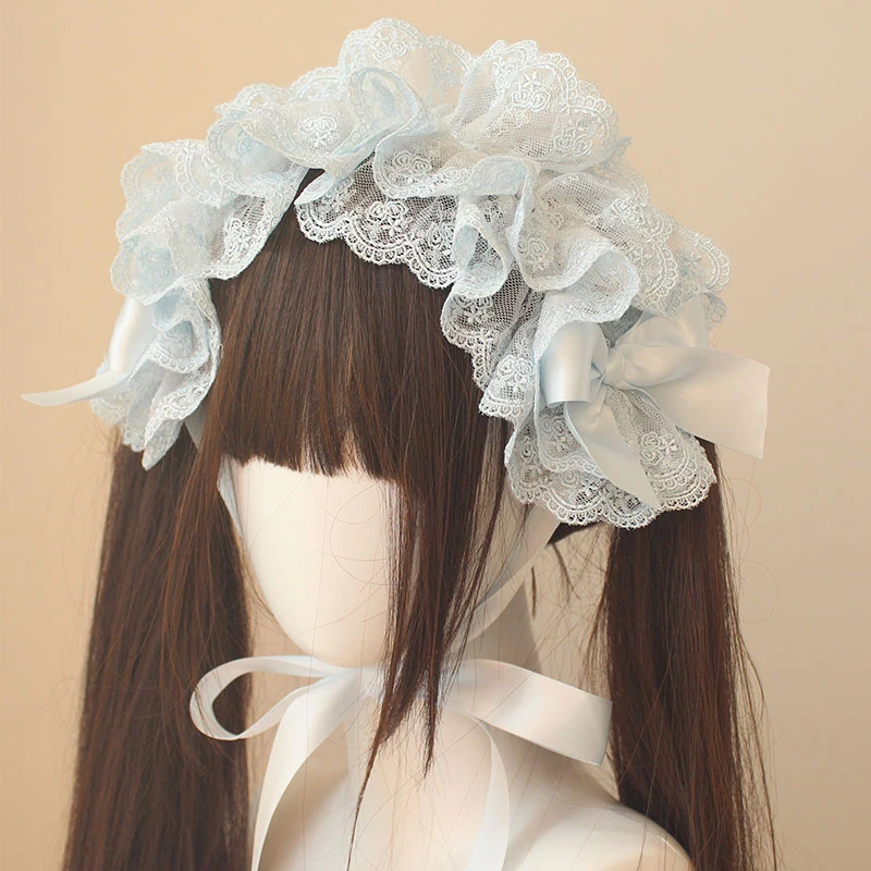 

Lovely Bowknot Sweet Lolita Lace Flower Hair Hoop Anime Maid Cosplay Goat ears Headband Headwear Accessory Hand Made Wholes