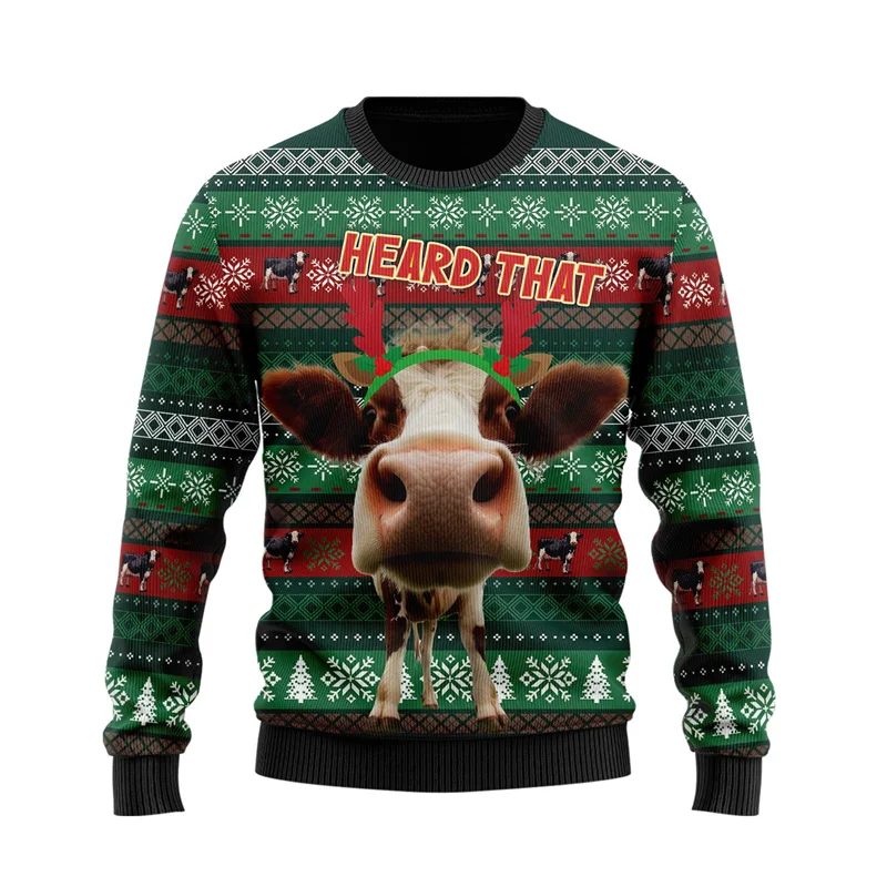 

12 Styles Funny Cow Graphic Sweatshirts Funny Animal Sweater For Men Clothes Casual Autumn Polyester Pullovers Unisex Sweatshirt