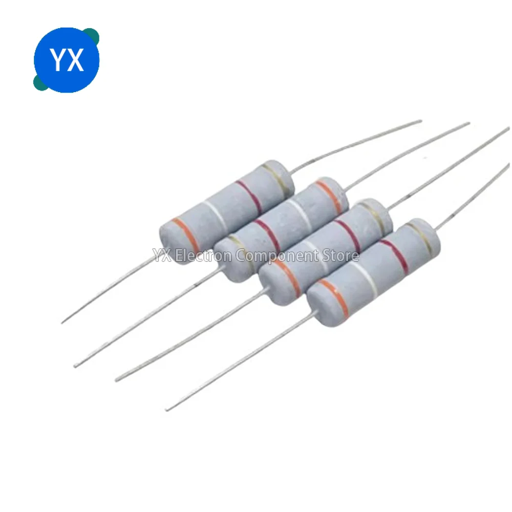 50PCS 5W Carbon Film Resistors 5% Ring Power Resistor 0.1~10M 2 3.3 10R 22 36 47 68 100 220 330 470 1K 2.2K 10K 22K 4K7 100KOhm