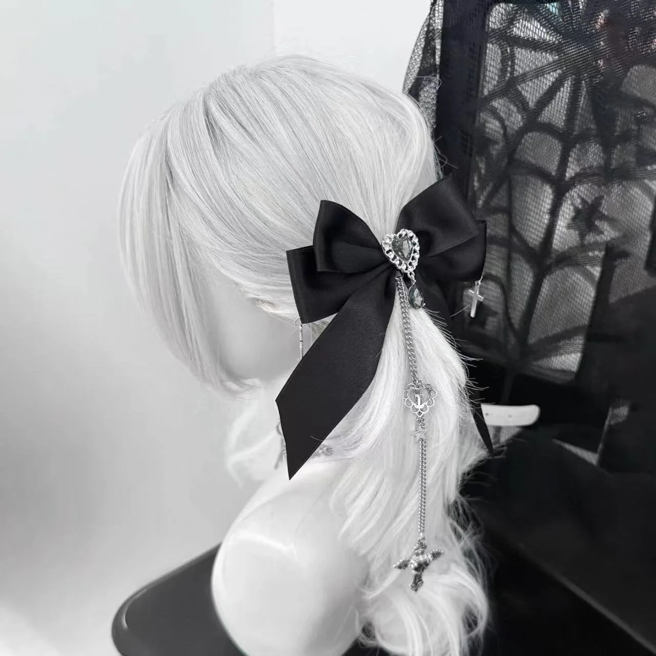 여자를위한 1 쌍 JK 헤어 클립 Subculture 빈티지 블랙 보우 백 헤어 클립 여자 친구 선물을위한 헤어 액세서리