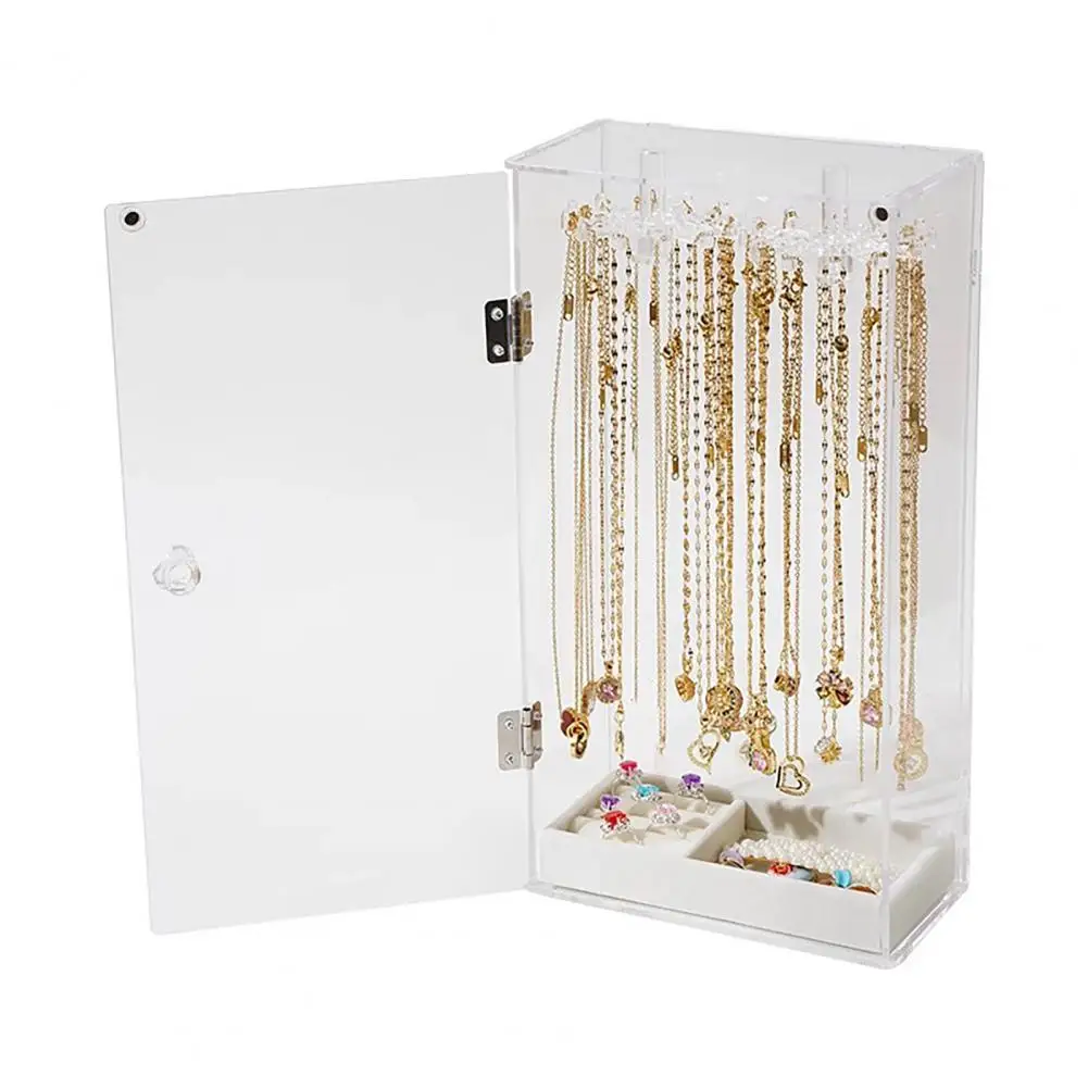 Necklace Holder Necklace Storage Solution Rotatable Jewelry Rack Organizer with Capacity Dustproof Design for Earrings Necklaces