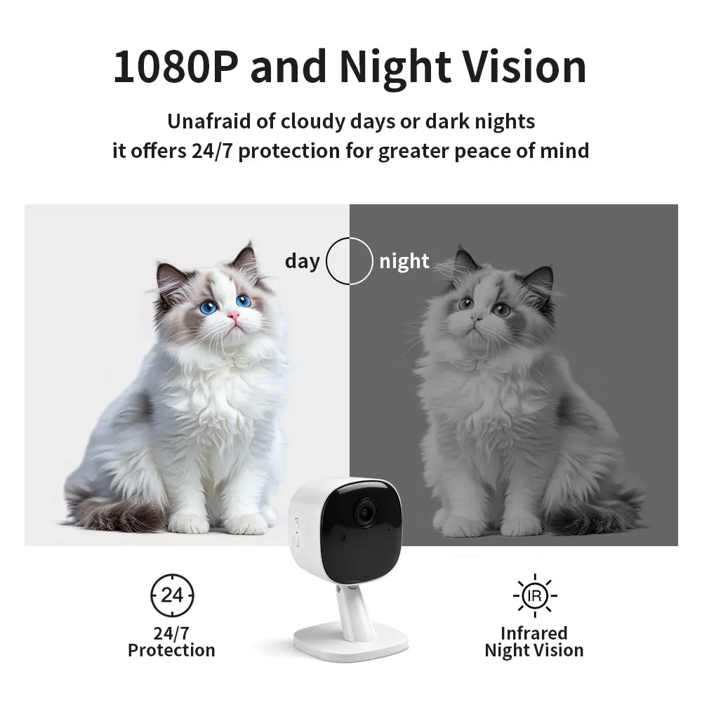 Smart 2MP HD Indoor Home Security 2.4G WIFI Camera For Baby Elder Pet Real-time APP Alert 1080P Night Vision Surveillance Camera