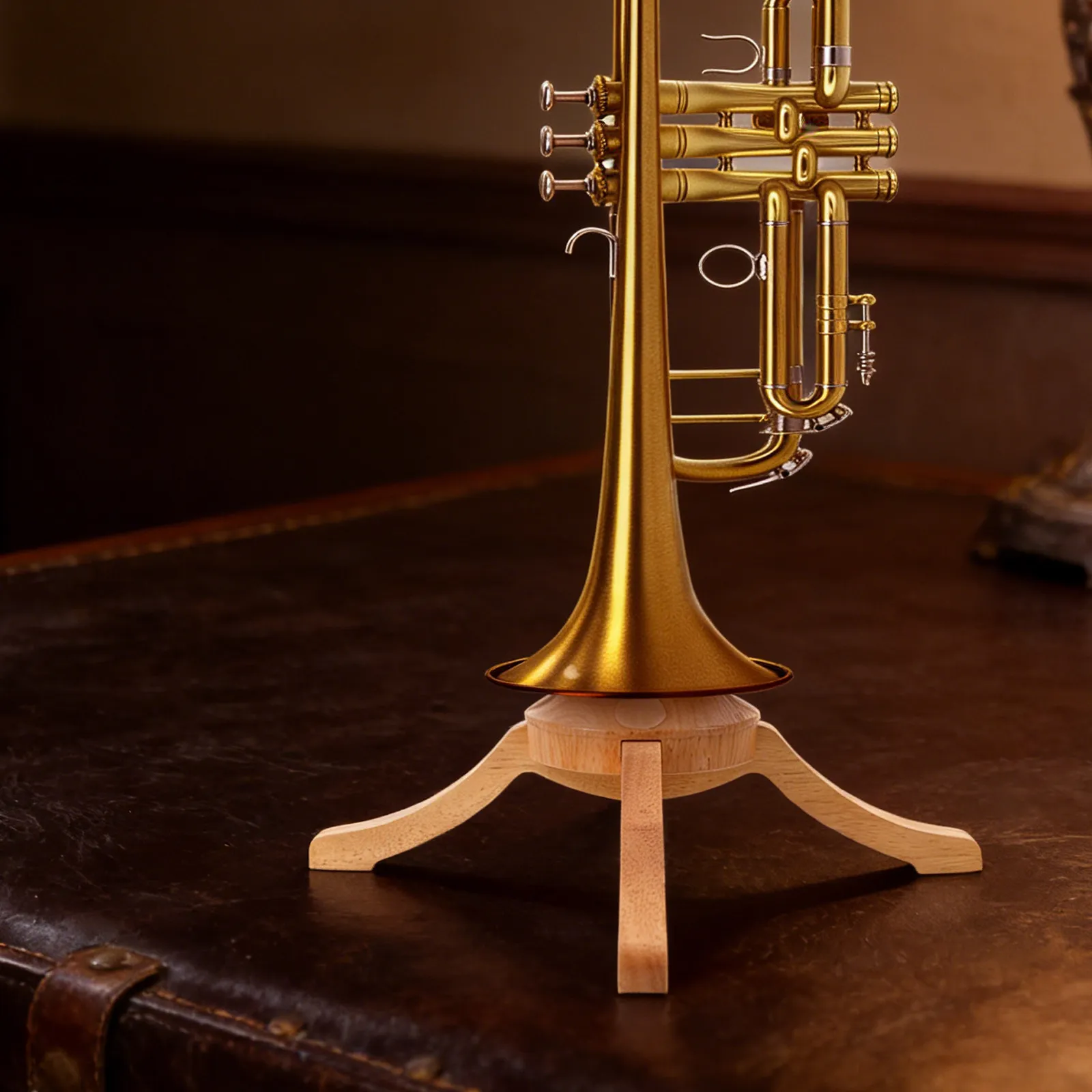Wooden Trumpet Stand Detachable -Leg Nonslip Cornet Stand Music Room Practice Display Music Studio Instrument Holder