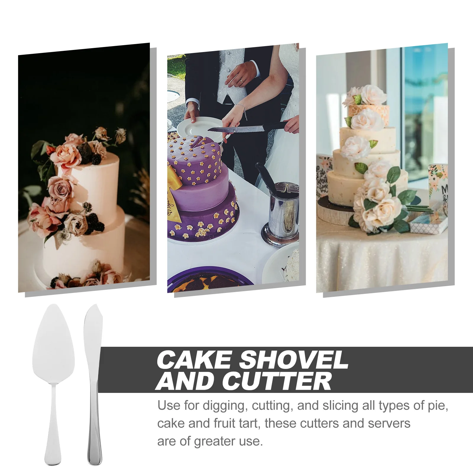 

1 set Cake Server Cutter Set Stainless Steel Wedding Party Bride Groom Gift Crystal H Kitchen Utensils Slicer Spatula