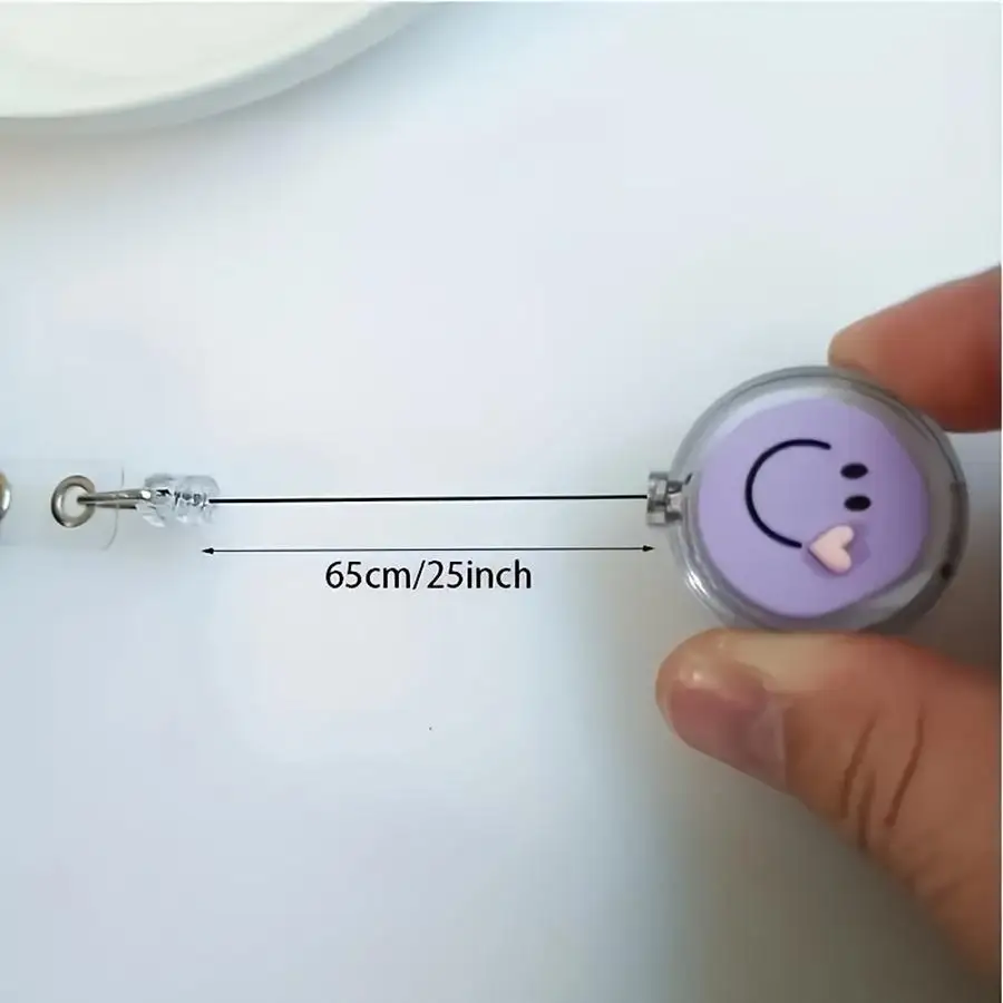 1/5/10/20/50/100pcs Random Color Cute Joyful Face Nurse Badges with Easy Stretch Retractable Clip Cartoon Employee ID Badges Fun