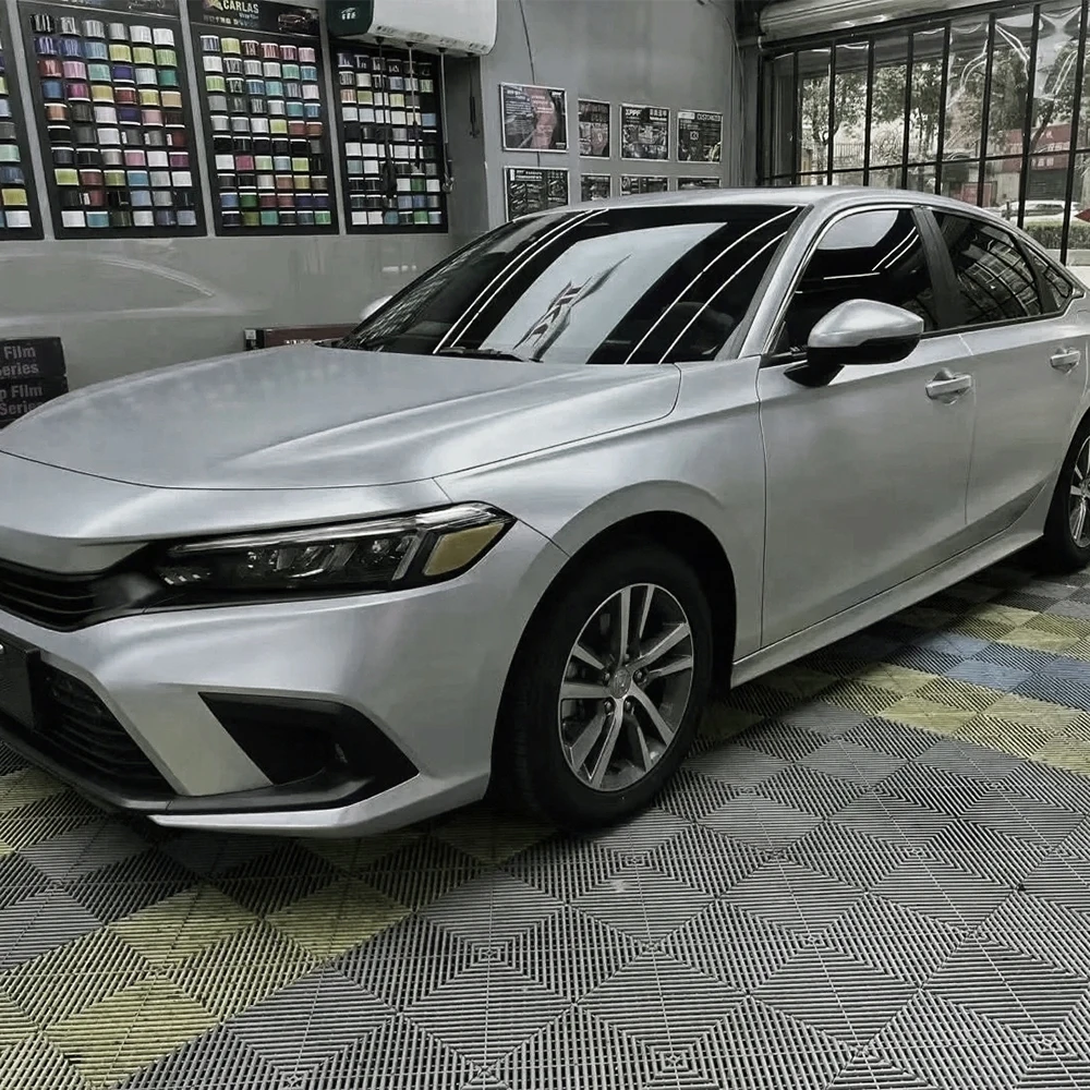 

Матовая металлическая серебряная наклейка для автомобиля, без пузырей, виниловая пленка, ПЭТ, автокузов, самоклеящаяся наклейка, автомобильные аксессуары, украшение