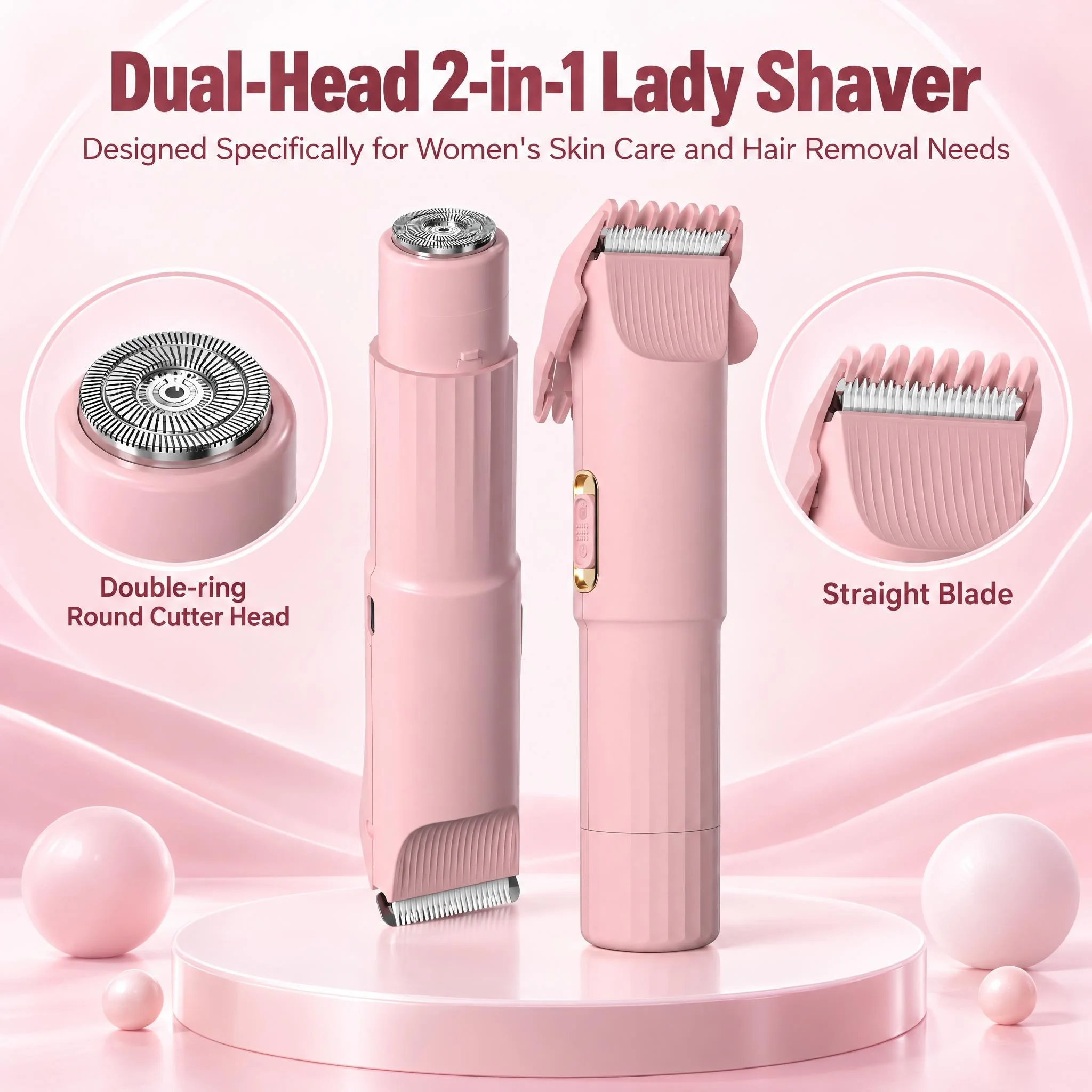 OMUONE Electric Grooming Kit For Women Double Head Electric Epilator Women Rechargeable Painless Hair Remover Shaver for Body