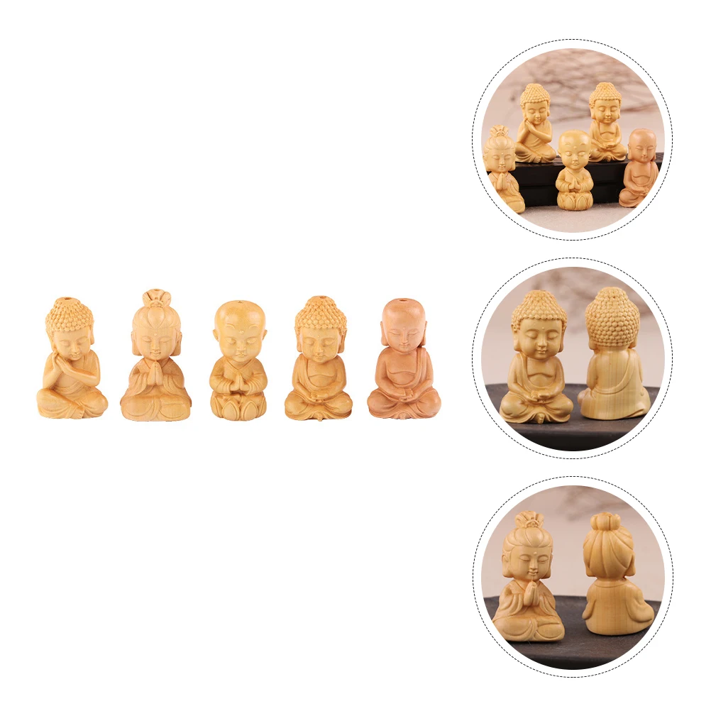 

5 pcs Wooden Statues Home Decor Desktop Decoration Crafts Ornament For Party Gift Lightweight Portable
