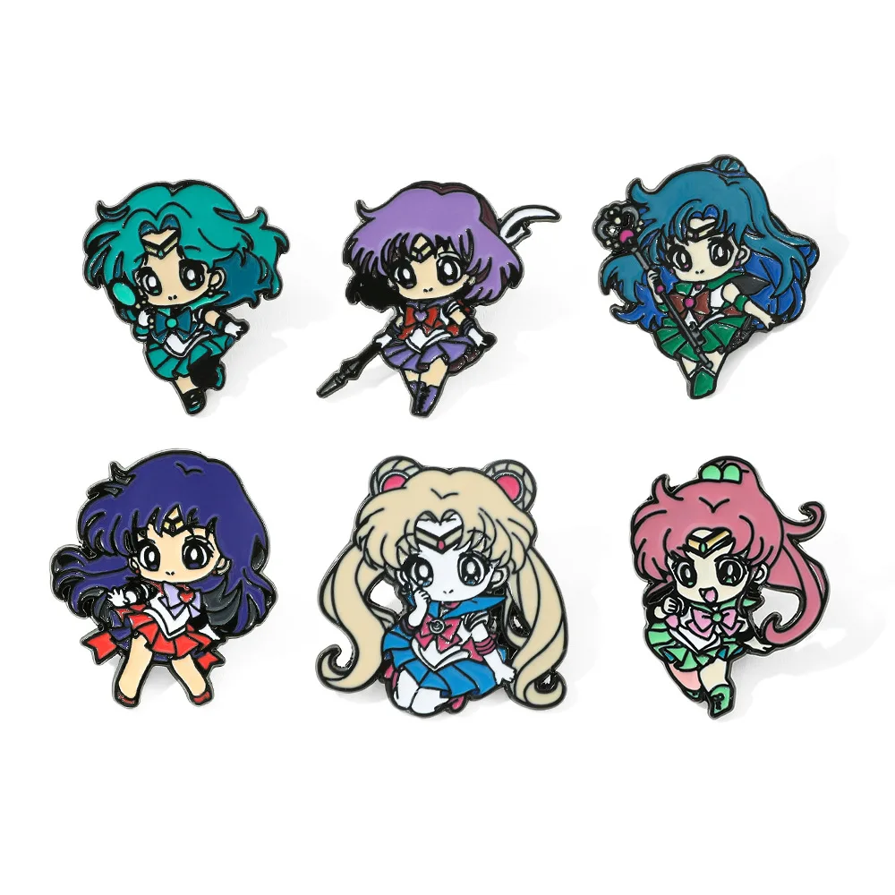 

Japanese Cartoon Anime Pretty Girl Warrior Metal Badge Accessories Sailor Moon Alloy Dripping Oil Brooch Pin Decoration
