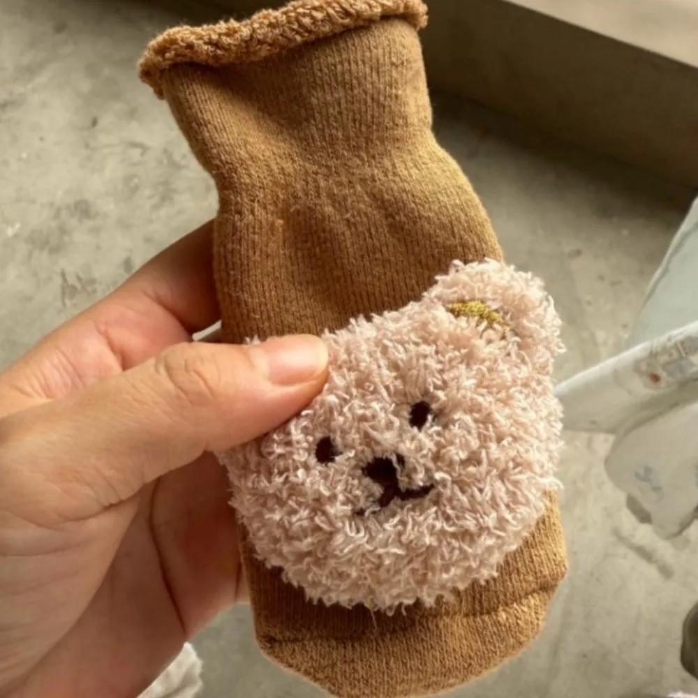 Winter thickened baby socks with baby loops for warmth sock newborn mid-calf cotton socks cartoon anti-slip walking floor socks