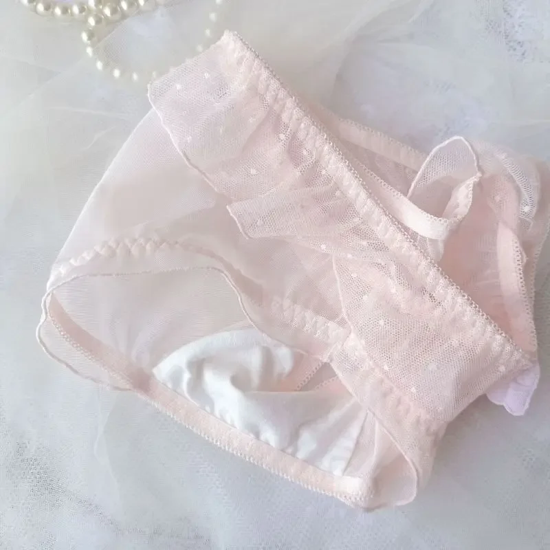 المرأة مثير شبكة الدانتيل الكشكشة نقطة ملابس داخلية شفافة مرونة عالية تنفس سلس لطيف جميل سويتي الأميرة سراويل #4