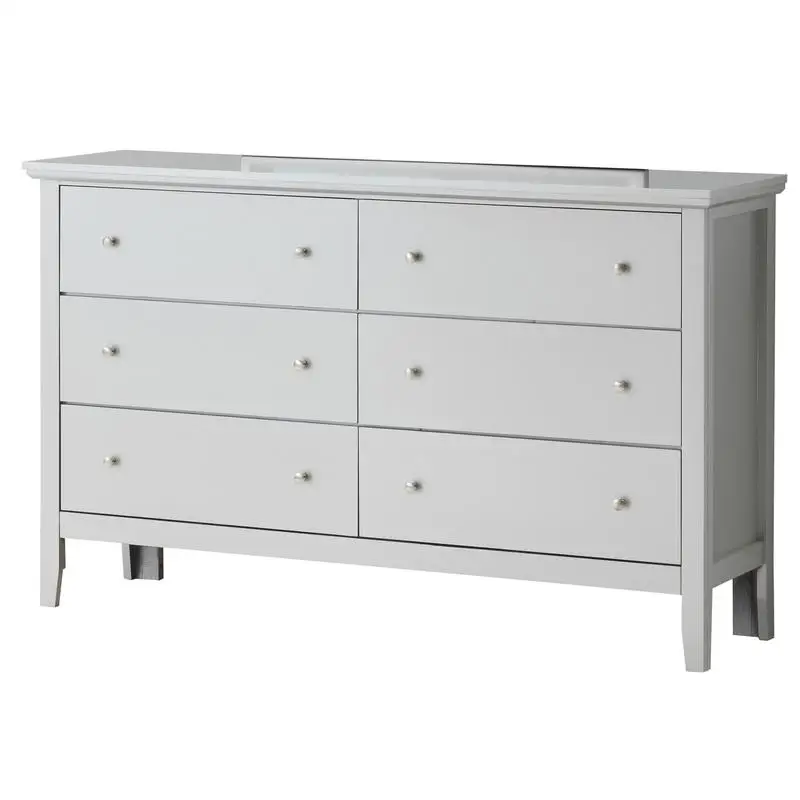 Cômoda champanhe prateada G1333 com 6 gavetas e acabamento elegante para armazenamento de quarto