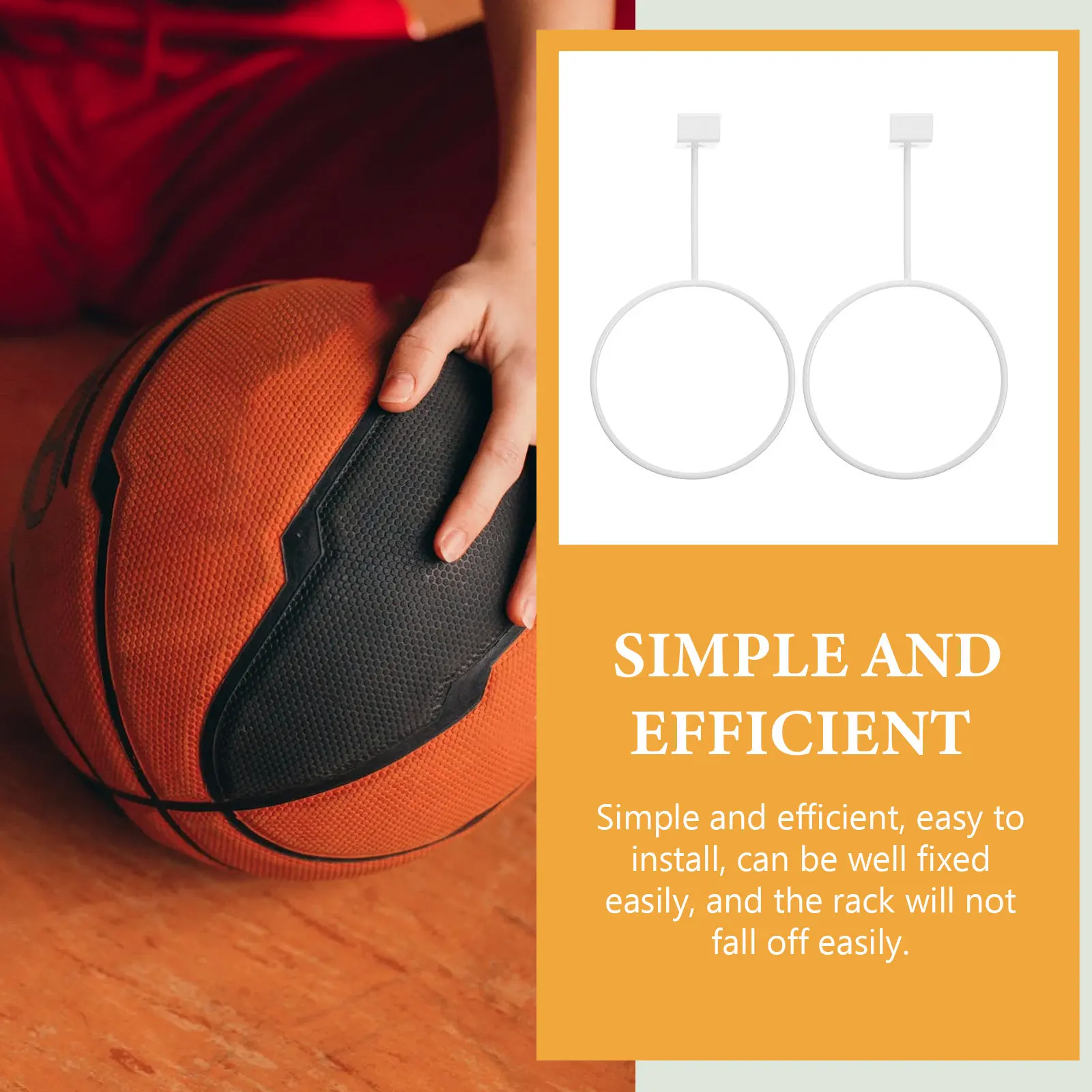 2Pcs Sturdy Iron Basketball Holder Ball Display Rack for Gym Home Use Easy Installation Heavy Load Bearing Multi