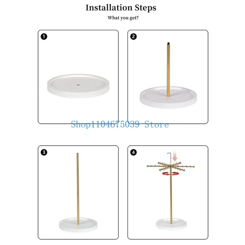 

5asd Decorative Jewelry Stand 48 Hook Rotating Design Organizes Earrings Rings