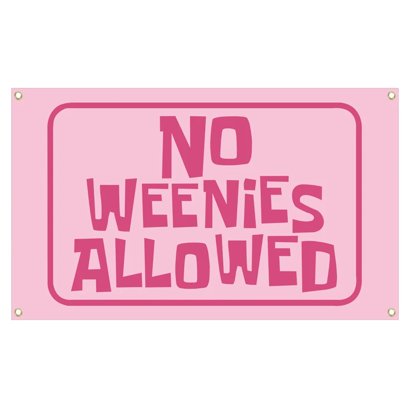 1 bandera No Weenies permitida, 3x5 pies 2x3 pies, decoración del hogar, adecuada para dormitorios y dormitorios de chicas adolescentes ﻿