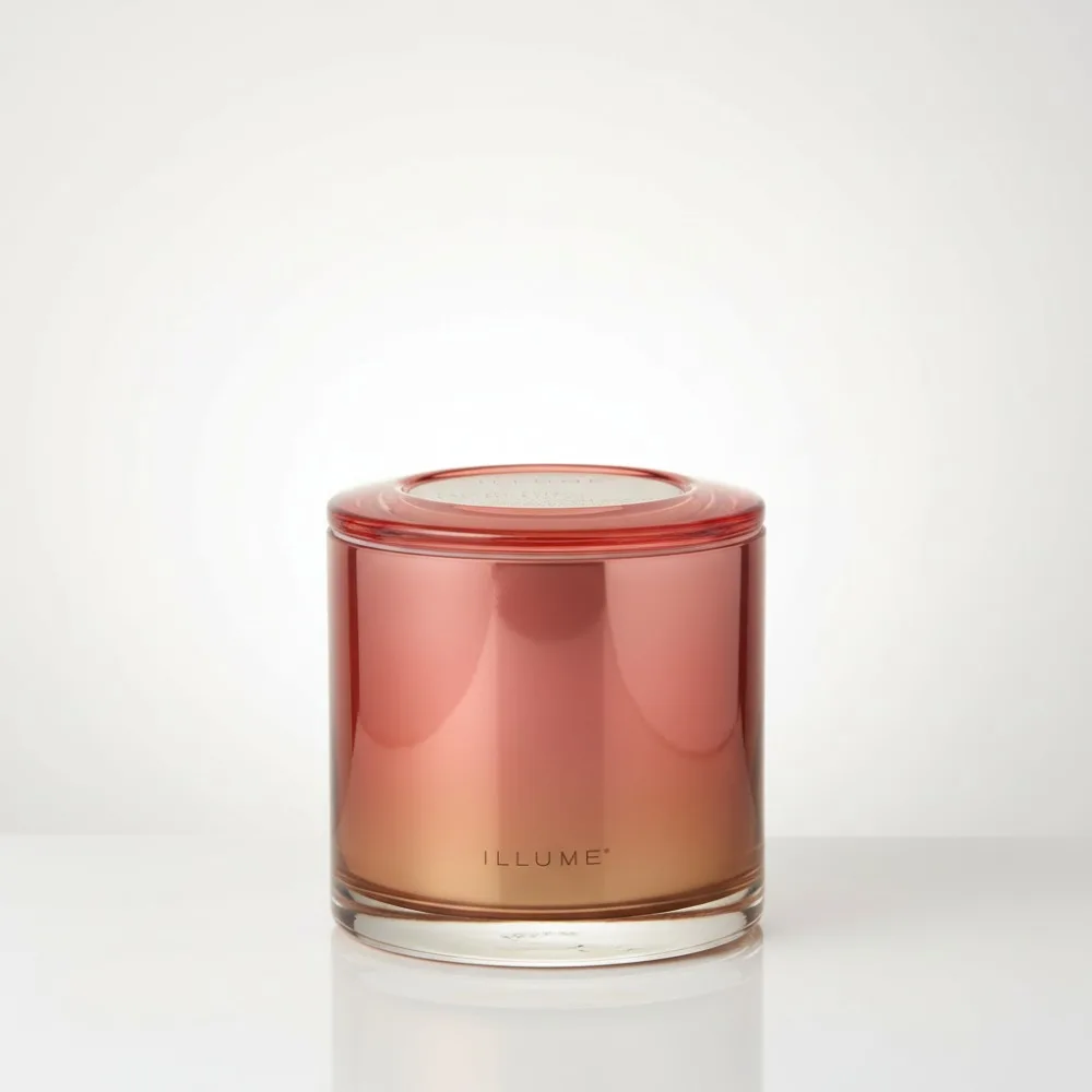 

Elegant Glass Scented Soy Candle with Sandalwood Magnolia Aroma, 3-Wick Vegan Home Decor Gift