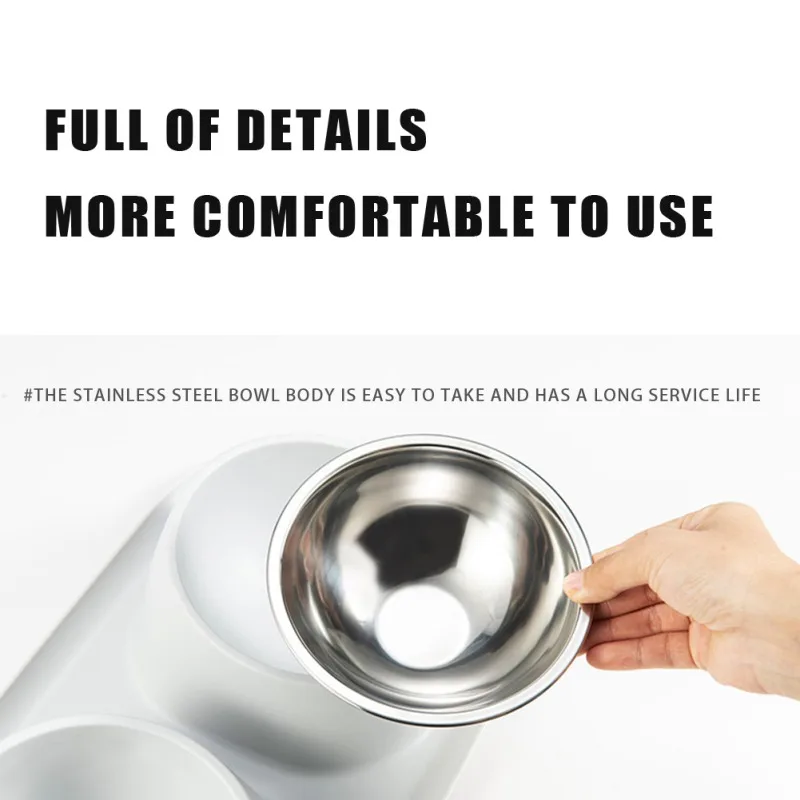 Mess Proof Elevated Pet Bowl Dog Cat Food Water Bowls Double Dog Cat Bowls Pet Dry Food Dispenser Pet Feeder Stainless Steel
