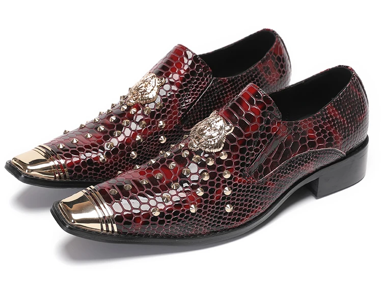 BOARD Herbst Herrenschuhe Spike Luxuriöse Persönlichkeit Bankett Niete Tigerkopf Druck Formelle Kleidung Schuhe – Detail 39