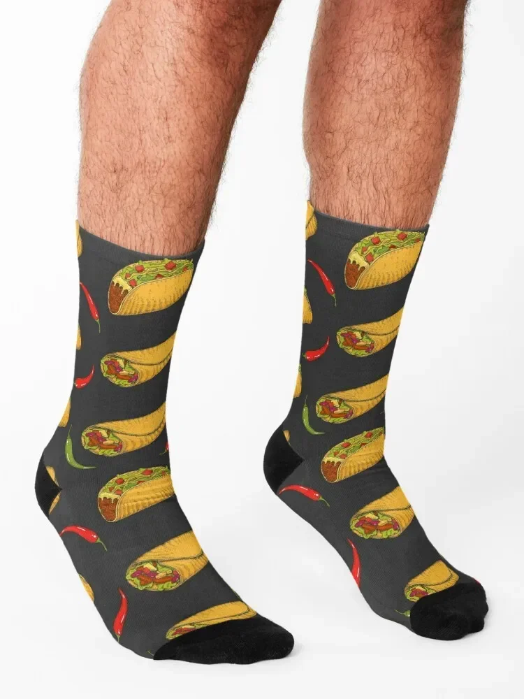 Tacos & Burritos Mexican food Socks floral sports stockings summer valentine gift ideas Man Socks Women's