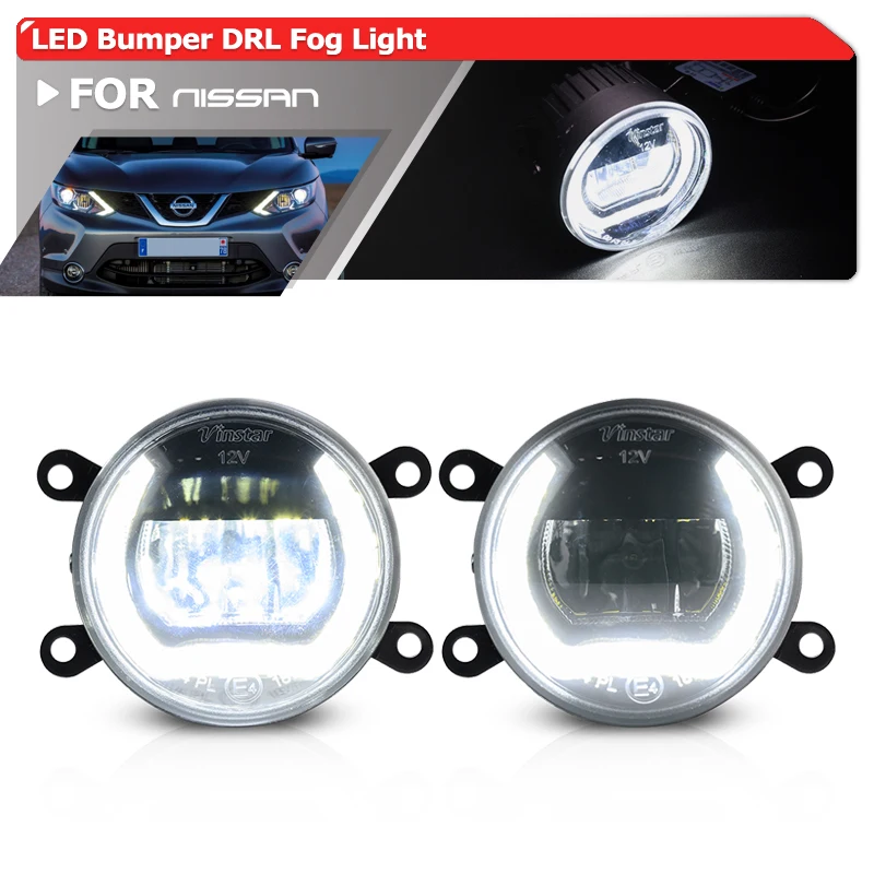 For Nissan Qashqai J11 2013-2017 Front Bumper L&R Side Led DRL Halo Guide Driving Fog/Daytime Running Light Assy Kits