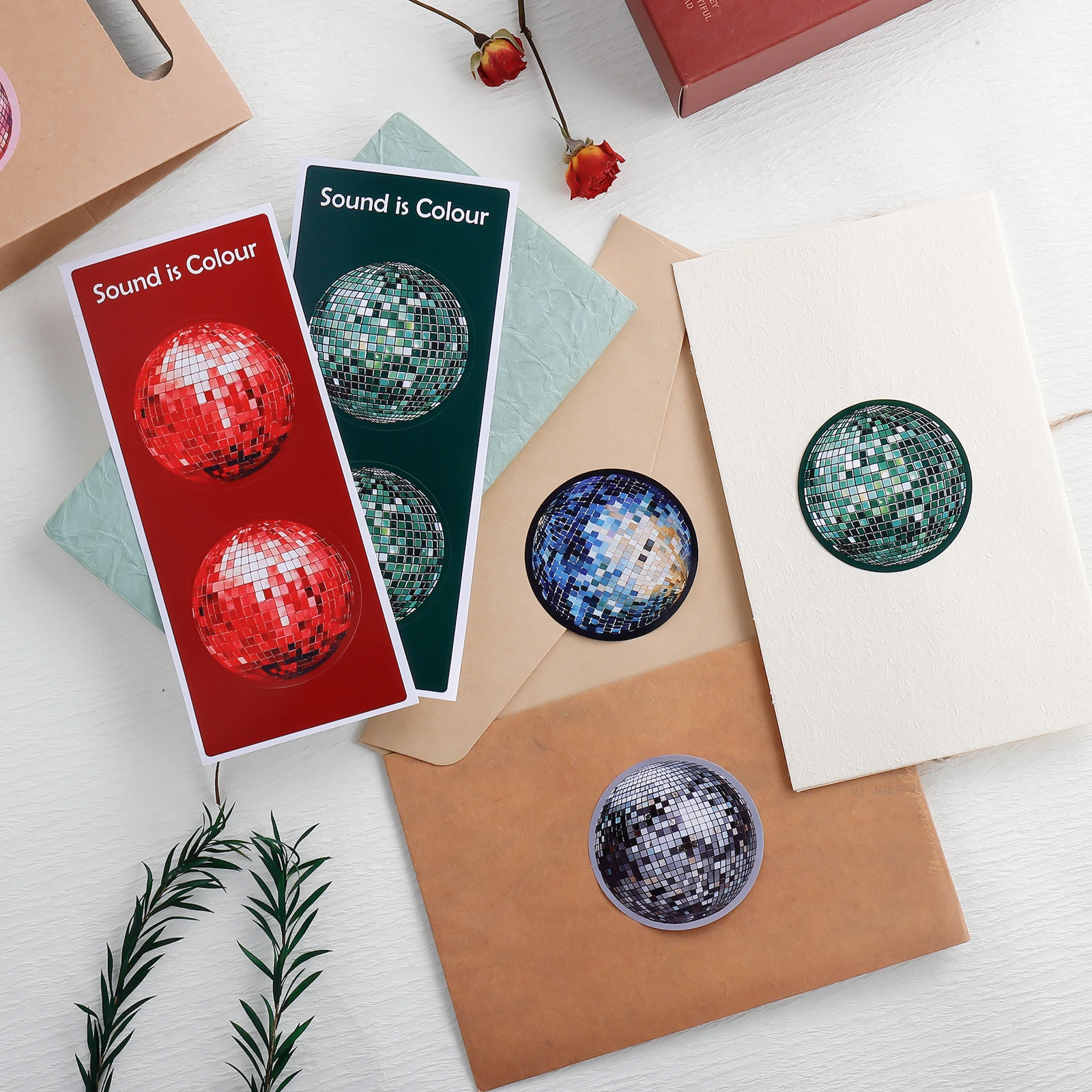Music Record Stickers round Retro Sealing Paste Luggage Laptop Decorative Stickers 5sheets/Pack
