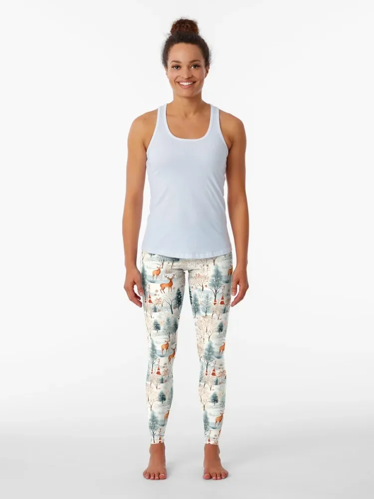 Enchanted Deer in Winter Wonderland: Ethereal Snow Art Leggings sports for gym Golf wear push up tights for Womens Leggings