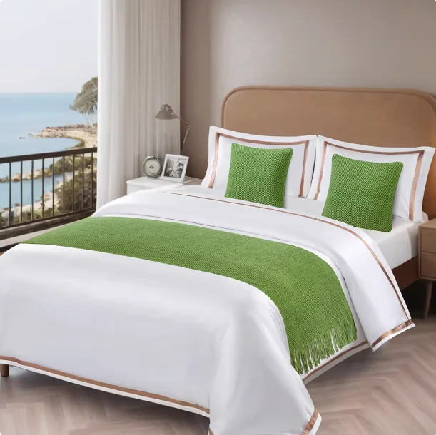 High-end Knitted Bed Flags Bed End Towels for Hotels Homestays Solid-color Cream-style Internet-famous Bed Cover Scarves Blanket
