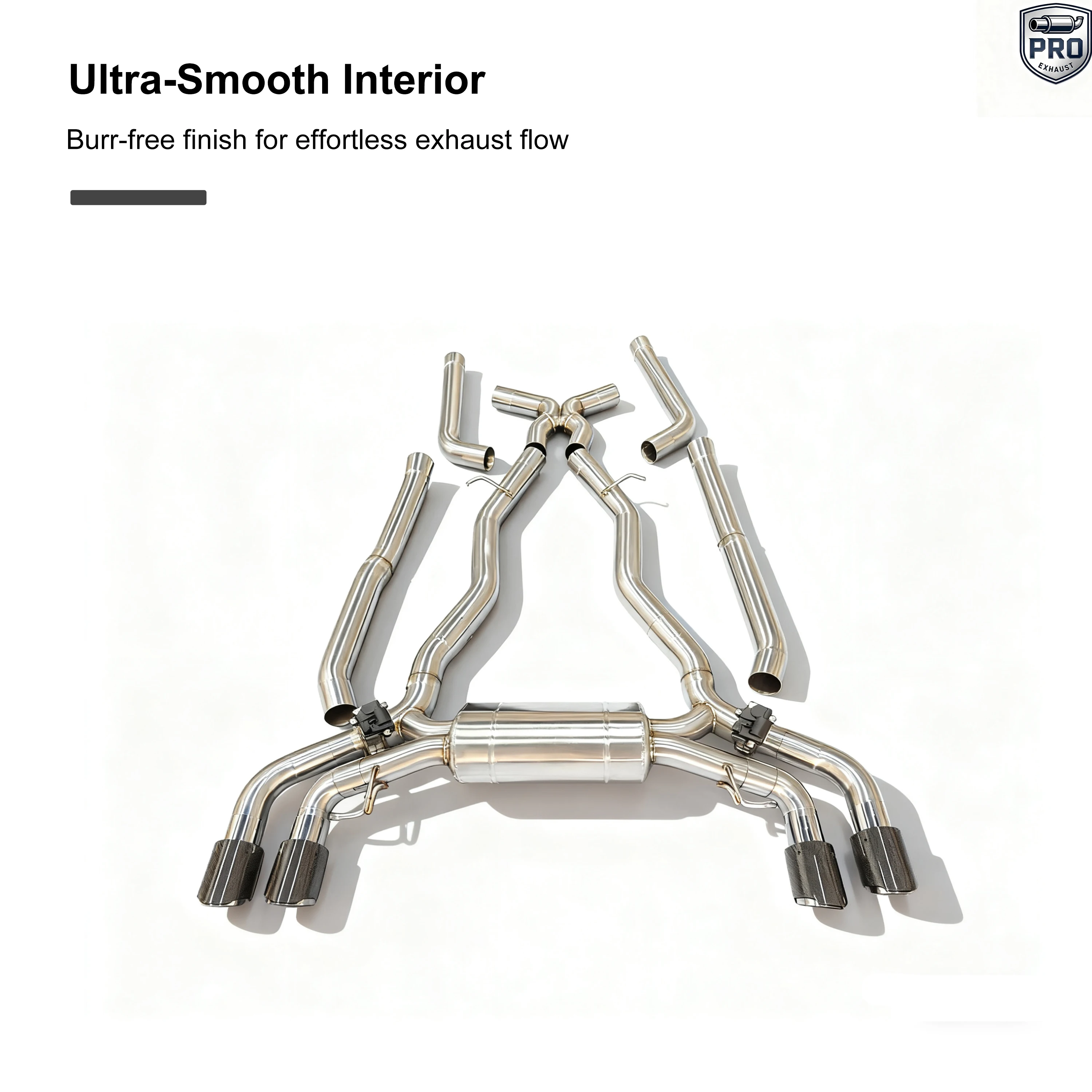 PRO مناسبة لرسم أنابيب العادم مع الصمامات وحلق الذيل في الأقسام الوسطى والخلفية لسيارات BMW M5 G90 4.4T