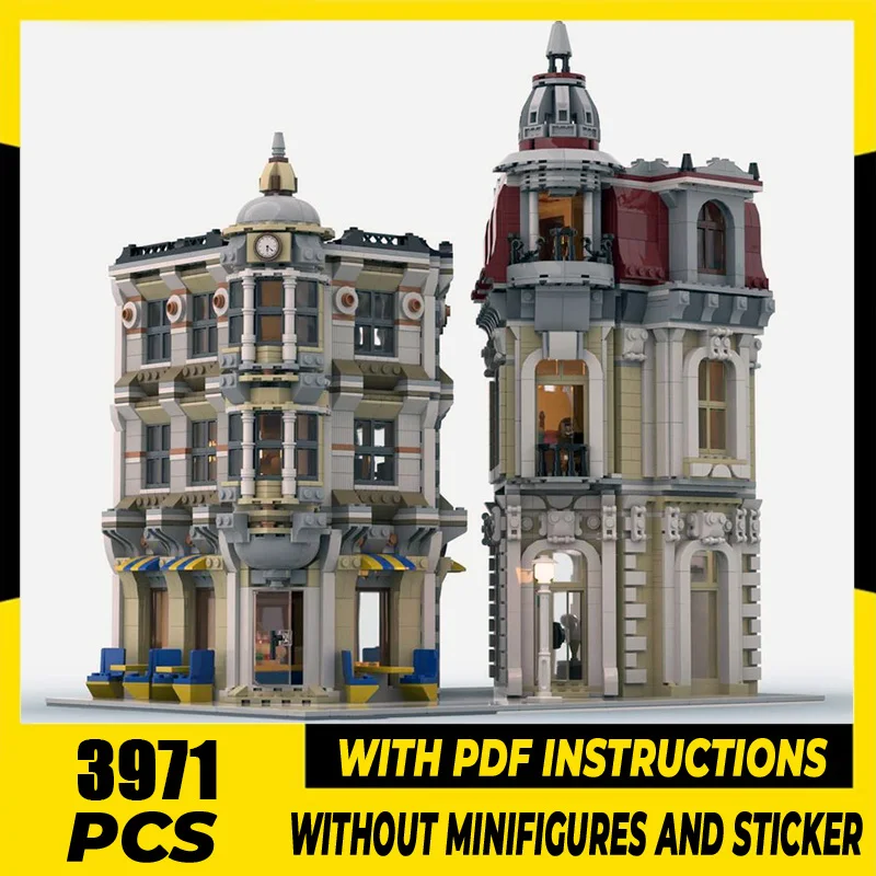 

Moc Building Blocks Corner Alley Model Technology Bricks City Street View Model DIY Assembly Toys Construstion Holiday Gifts