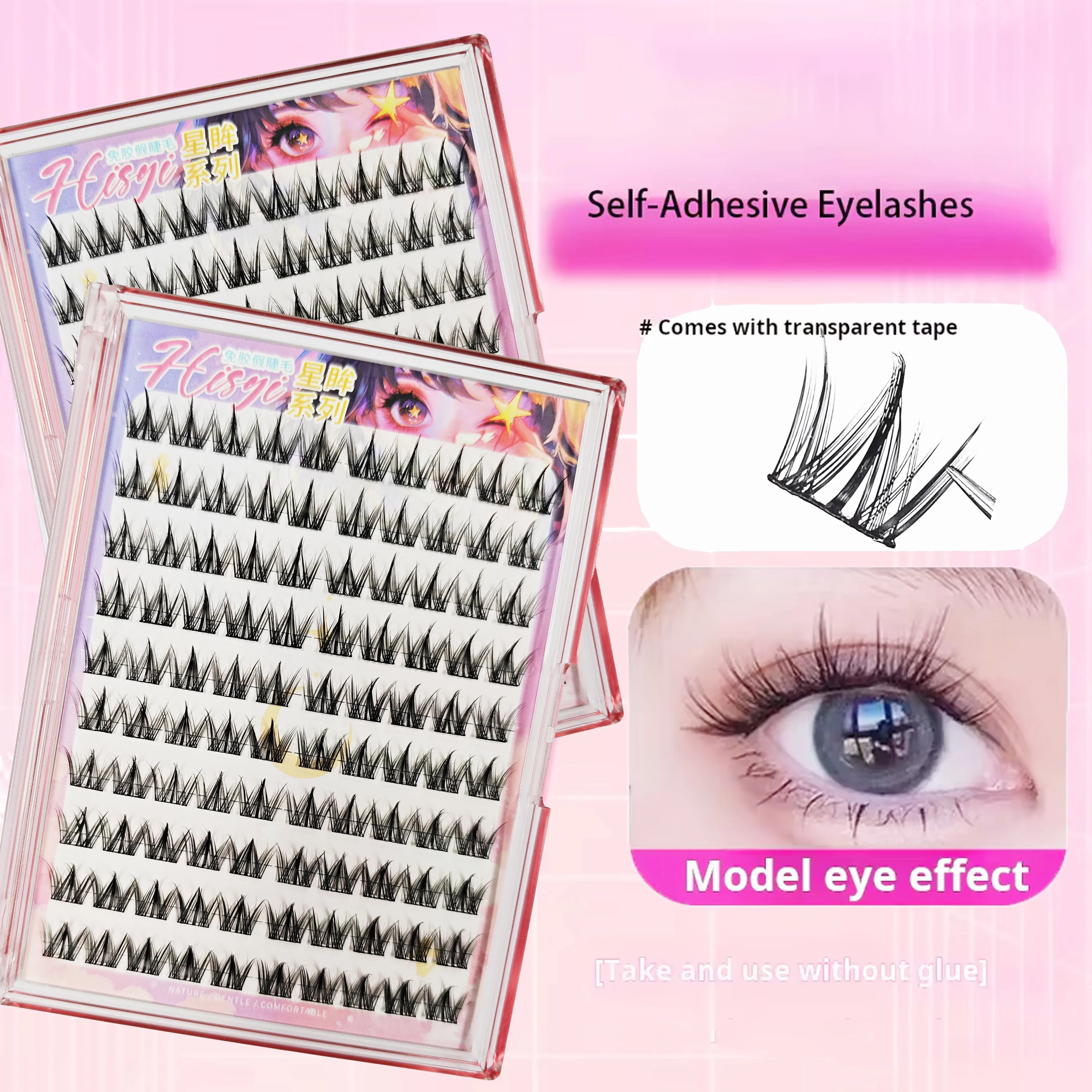 HISYI Star Eyes Kleberfreie künstliche Wimpern – 10er-Pack, natürliche Wimpernverlängerungen, mehrere Stile, einfach anzuwenden