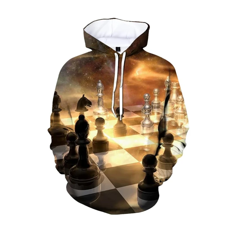 3D Print Chess Graphic Hoodie For Men Women Casual Hooded Sweatshirt Cool Street Oversized Y2k Pullovers Women Children Clothing