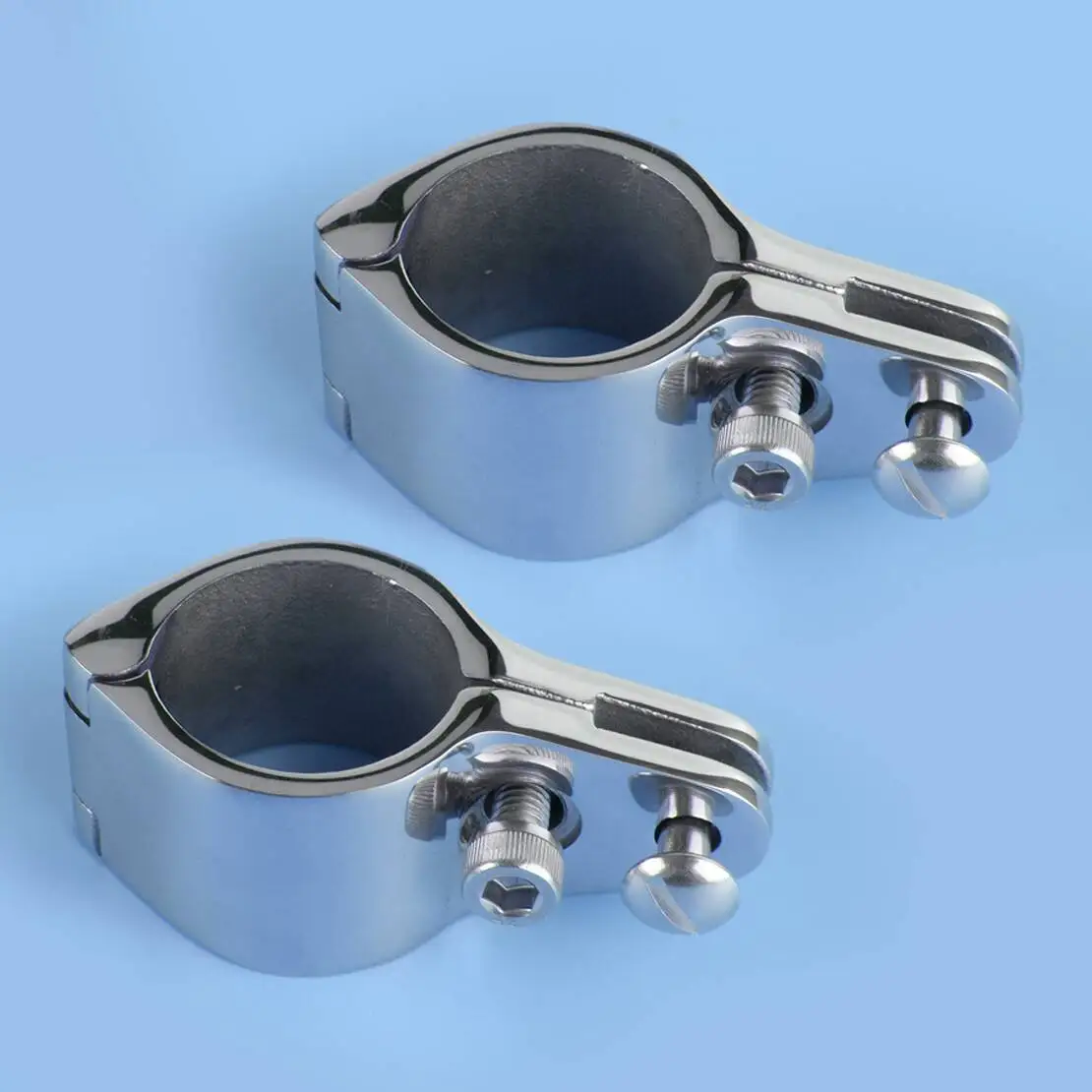 2Pcs 32mm 316 Stainless Steel Bimini Top Jaw Slide Hinged Tube Clip Hardware Fitting Silver Fit for Marine Boat Yacht Watercraft