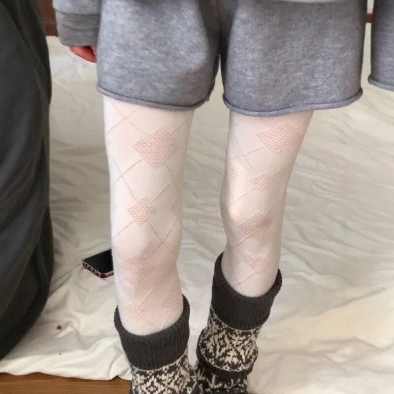 

Retro Diamond Grid Cotton Base Socks Y2k Grid High Elasticity Pantyhose Winter Thick Sexy Long Tube Socks Women's Socks New