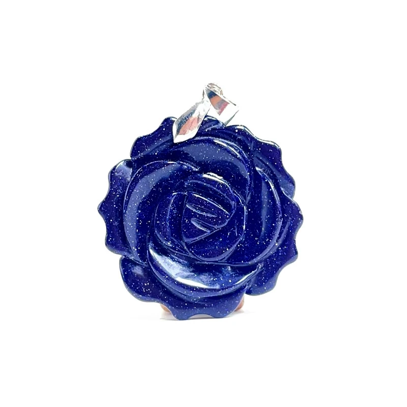 Neuer 35MM Kristall-Geschnitzter Einseitiger Rosen-Anhänger Tigerauge Lapislazuli Amazonit Symbolisches Paar-Liebes-Romantik-Schmuckgeschenk – Detail 11