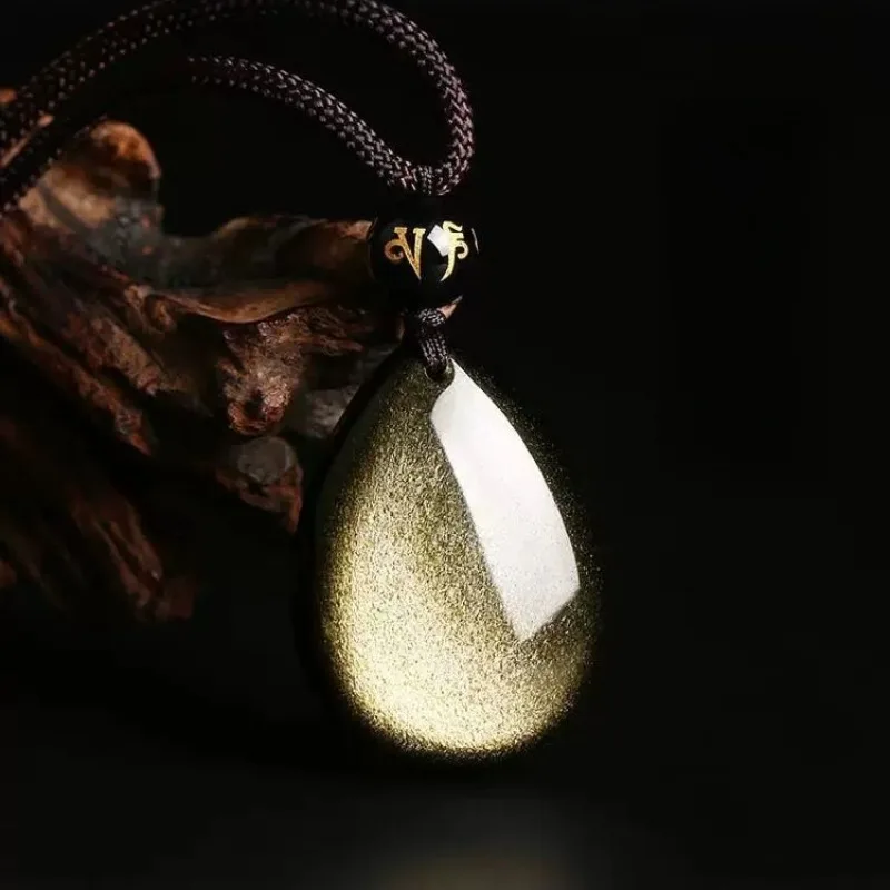 

Подвеска Runxin из натурального обсидиана с радужным глазом и обсидиановыми каплями воды для мужчин и женщин