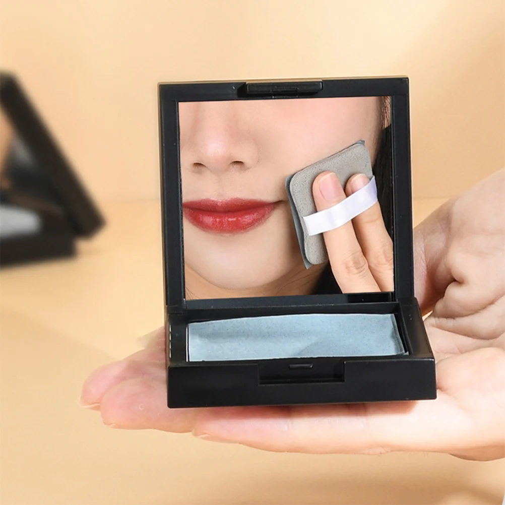 1 Juego de papel absorbente de aceite Facial compacto, hojas secante portátiles, espejo, maquillaje, papel de Control de aceite Facial para piel grasa