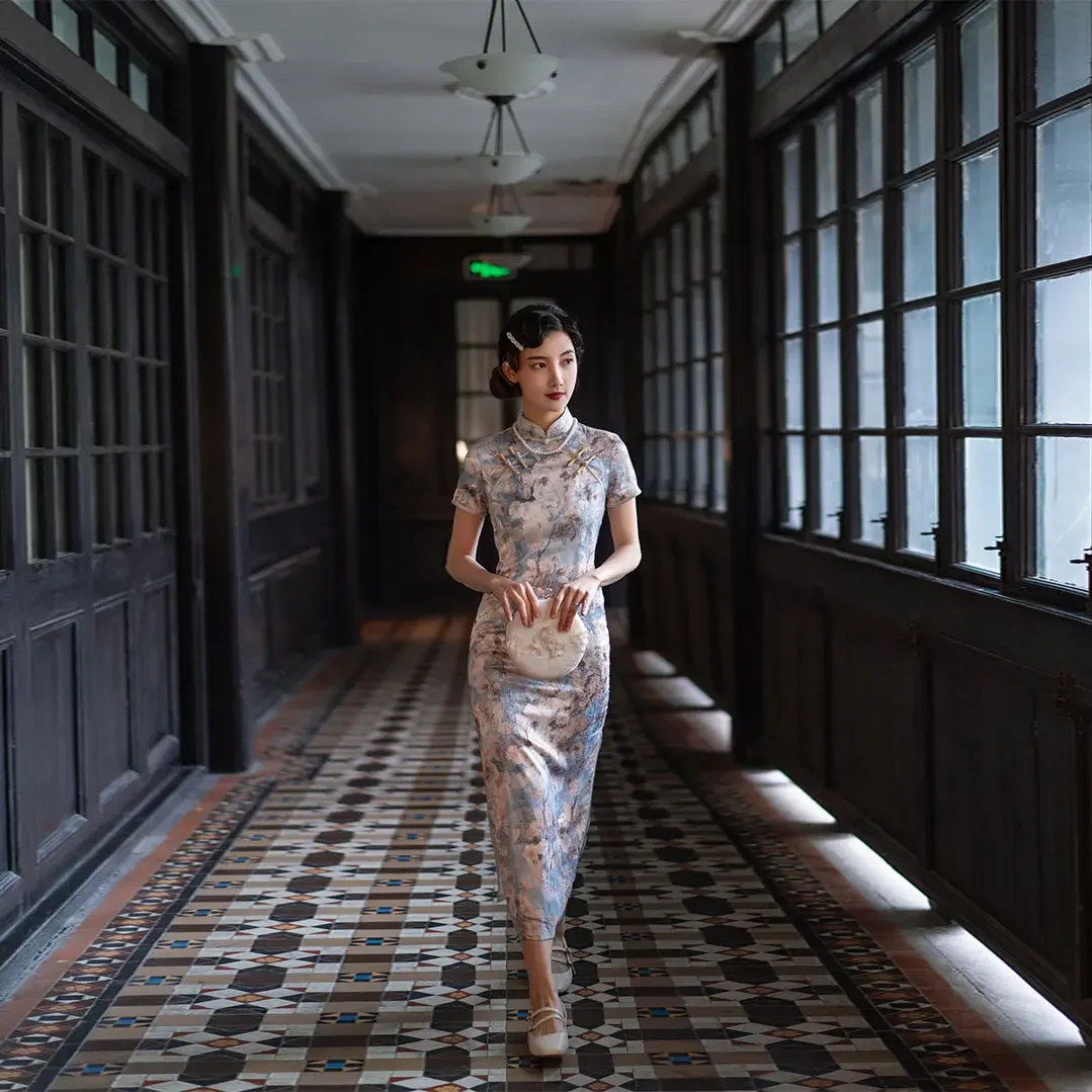 2021 新しい夏のファッションチャイナ改良されたエレガントな袍ドレス少女ロングレトロデイリーパーティードレス女性のための