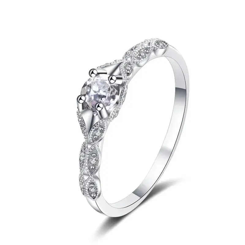 Sterling Silver Light Luxury Style Amethyst Zirconia Women\'s Ring in Europe and America Simple Fashion Gem Temperament Ring