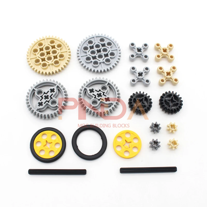 MOC Accessory Bulk Multiple Sizes Gear Cross Building Blocks BricksAccessories Combination Mechanical with High-Tech Cross Alxe
