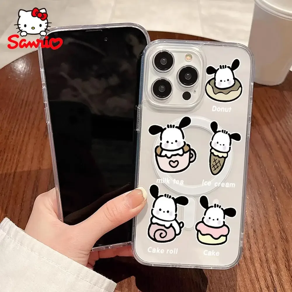Sanrio Hellokitty Iphone 16 Promax funda prevención de caídas Iphone 16/15/14/13/12/11 mujer Iphone funda Kitty Cat accesorio de dibujos animados