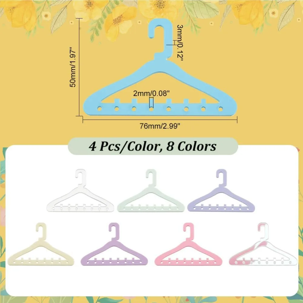 32pcs Earring Holder 8 Colors Earring Hanger Clothes Hanger Shape Jewelry Display 8-Hole Acrylic Holder Necklace Mini Hanger