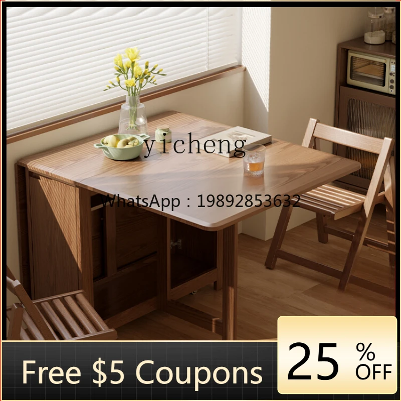 

Solid Wood Folding Dining Table Household Small Apartment Dining Table Foldable Dining Table