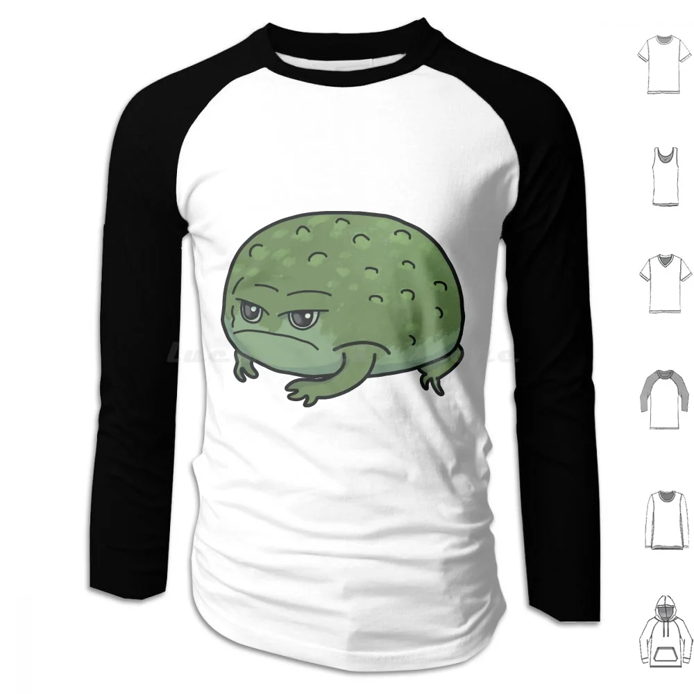 Toad Hoodies Long Sleeve Funny Cute Animal Animals Cartoon Toad Toads Green Angry Chubby Frog Frogs