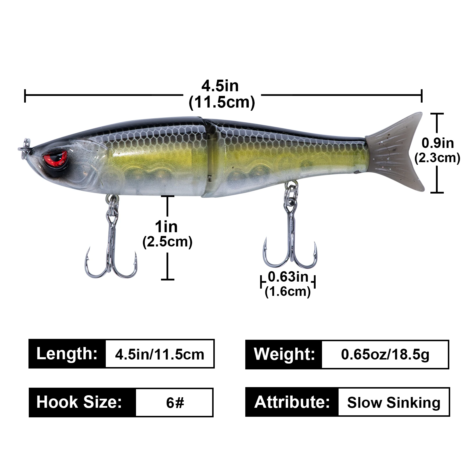 Goture 115mm 18.5g Hard Fishing Lure 2 Segments Artificial Lure Multi Jointed Swimbait Lifelike Crankbait Sinking Wobblers