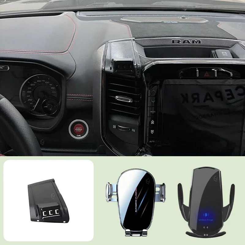 

Car Mobile Phone Holder For Dodge RAM trucks 1500Rev 2018-2023 Car Special Bracket Base Support Wireless Charging Bracket