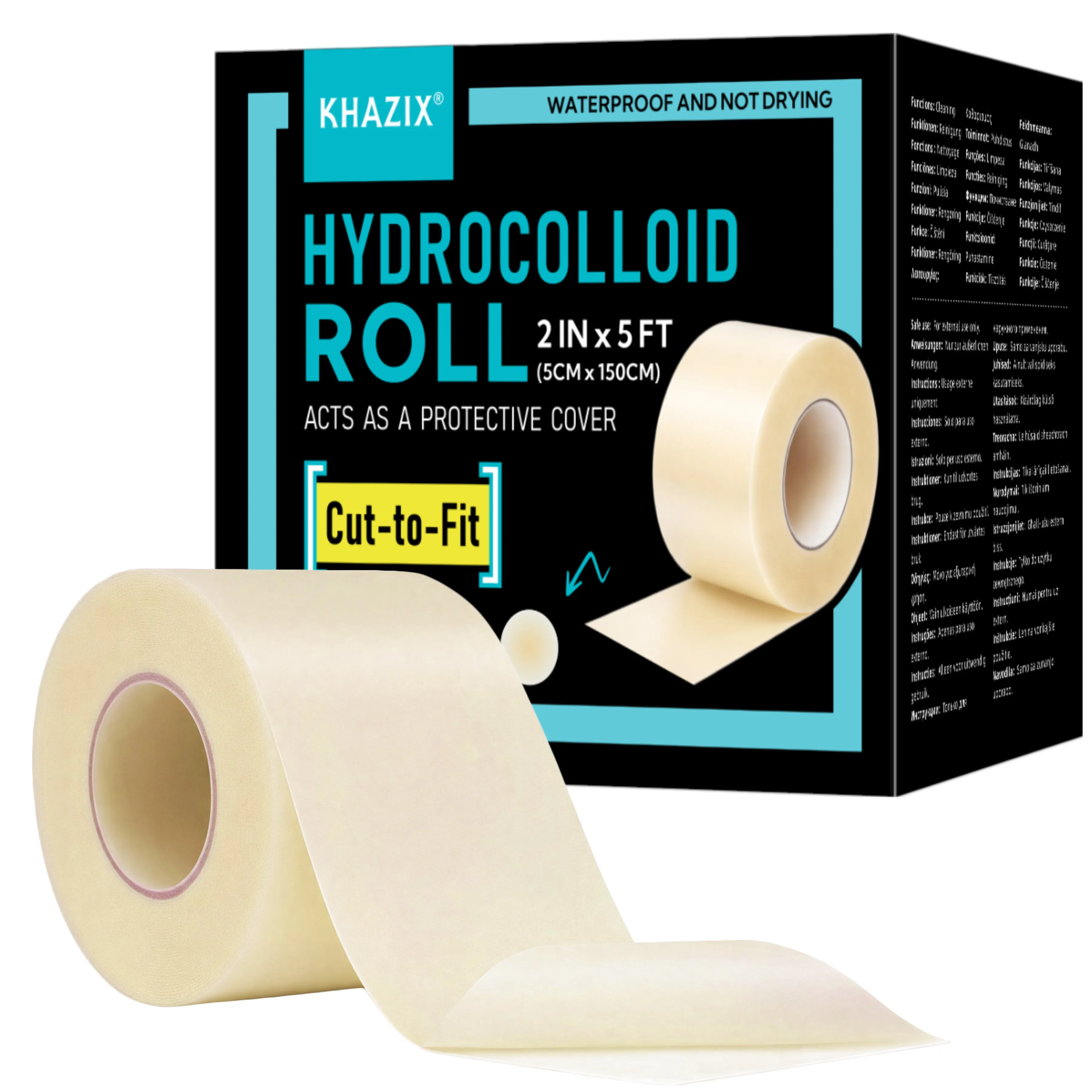 1 piece, hydrocolloid dressing roll, cuttable personal care patch, waterproof, suitable for daily skin care